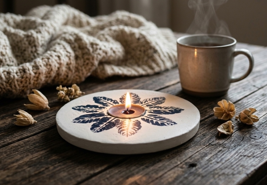 Floral Concrete Tealight Tray