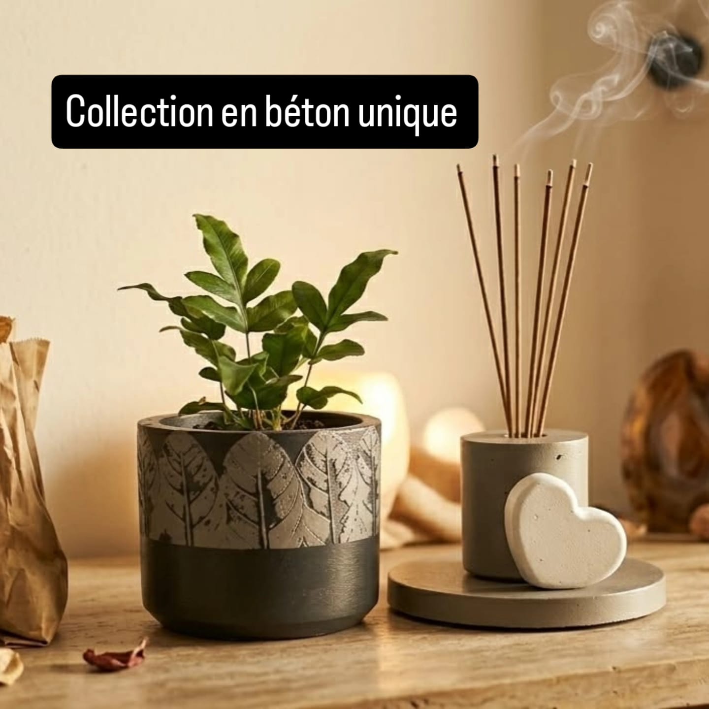 Concrete Planter & Diffuser Gift Set