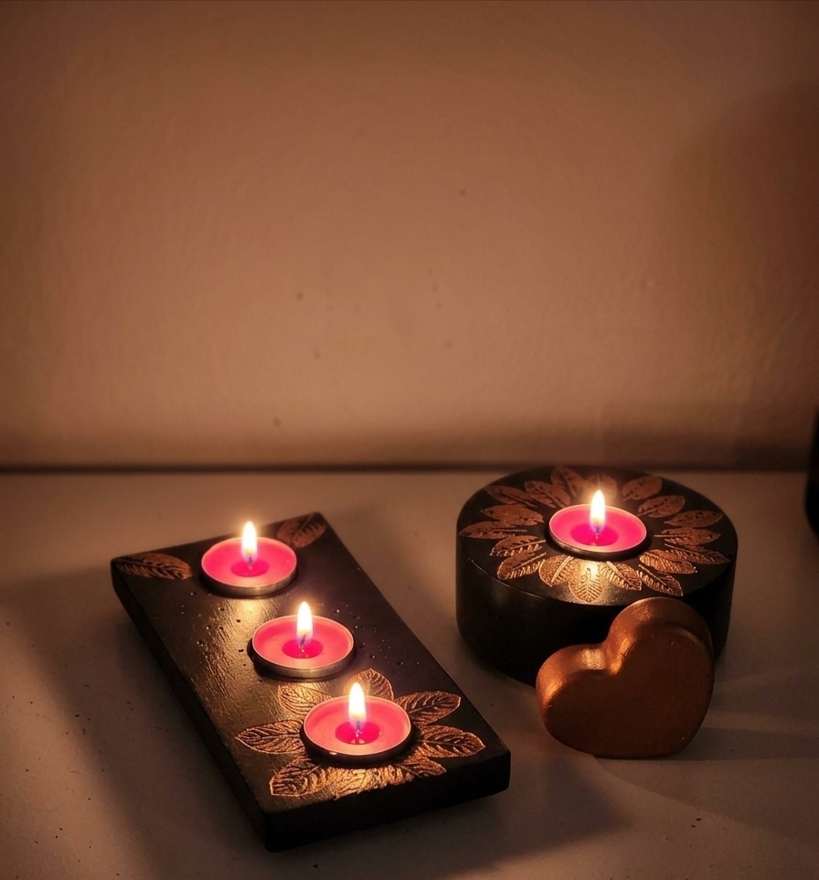 Heart Concrete Tealight Holders Set